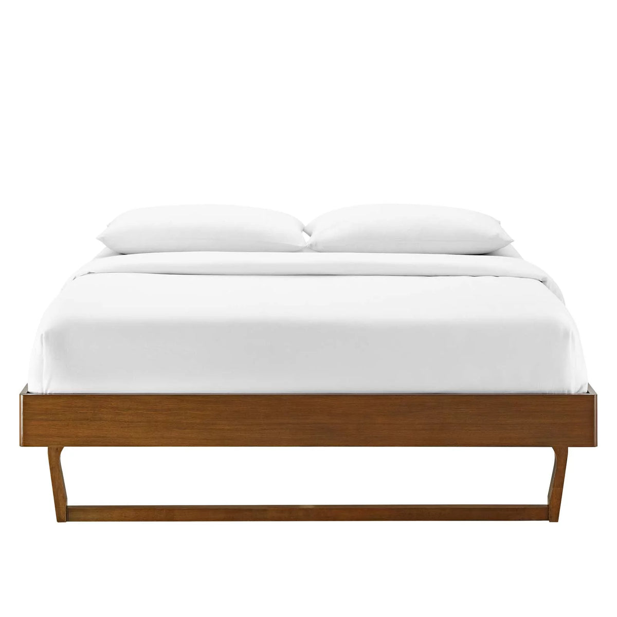 King Size Brown Walnut Wood Platform Bed Frame B736836