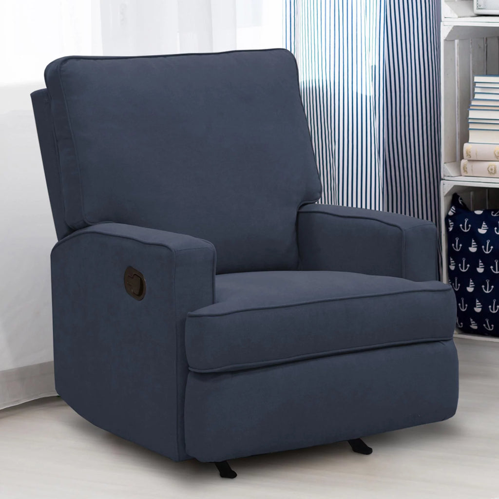 Navy Chenille Rocker Recliner Chair Q64811
