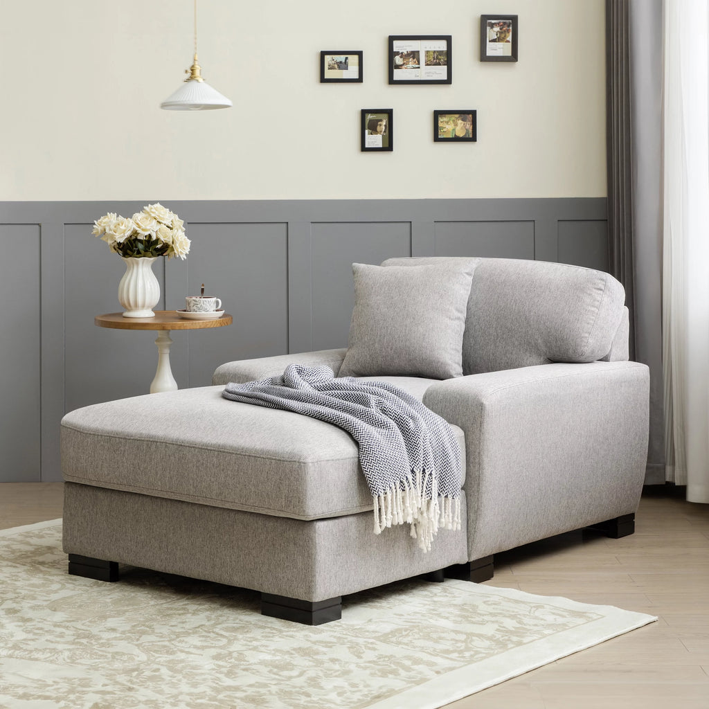 Gray Velvet Oversized Chaise Lounger Sleeper Sofa T207662