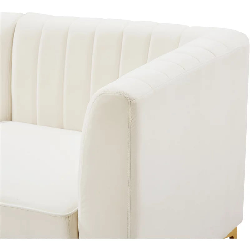 Cream Velvet Modular Sectional V260382
