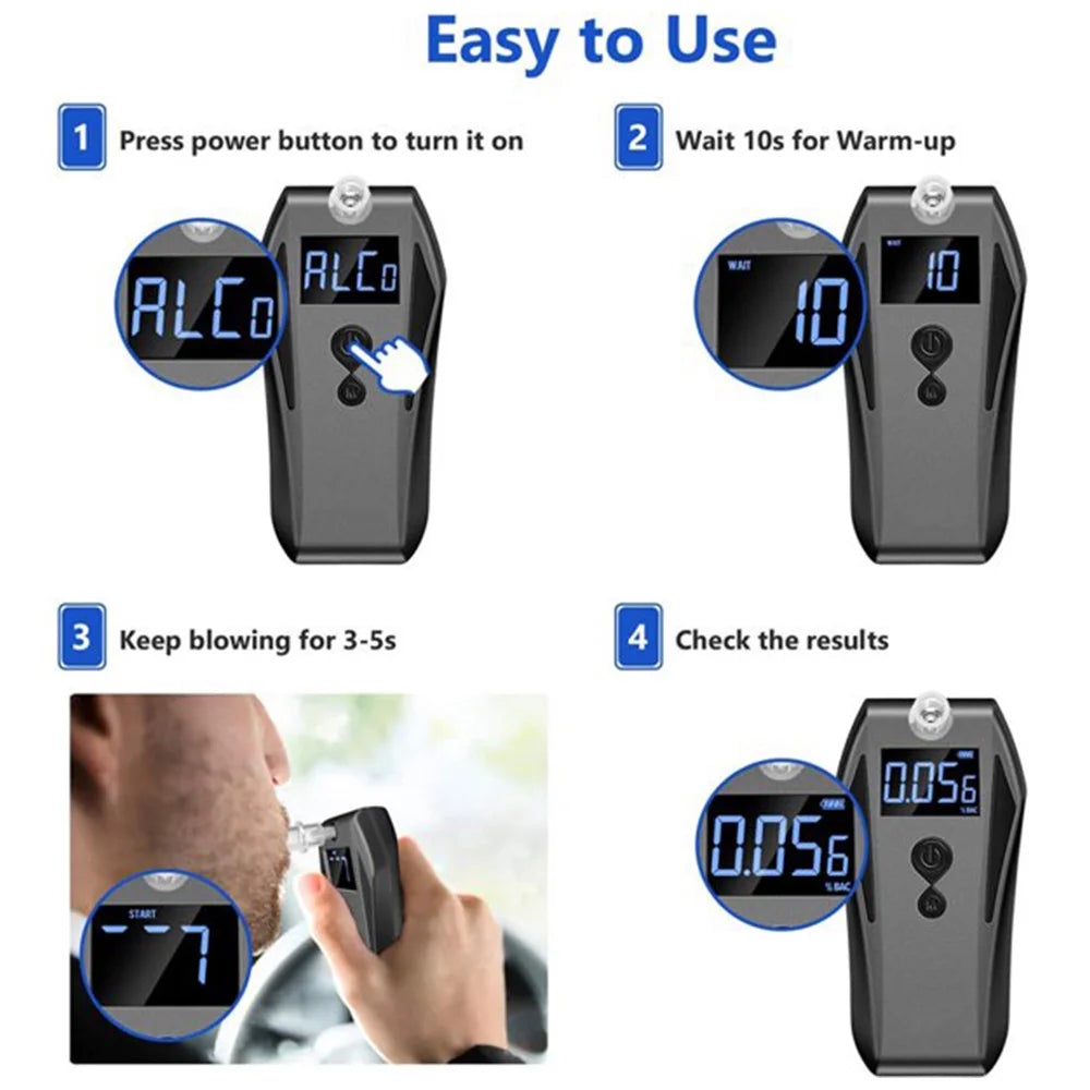 Portable Breath Alcohol Tester with 10 Mouthpieces G864