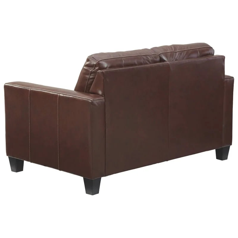 Walnut Leather Loveseat B6989