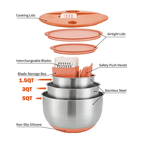 Mixing Bowls Set of 3 Stainless Steel with Airtight Lids C5649