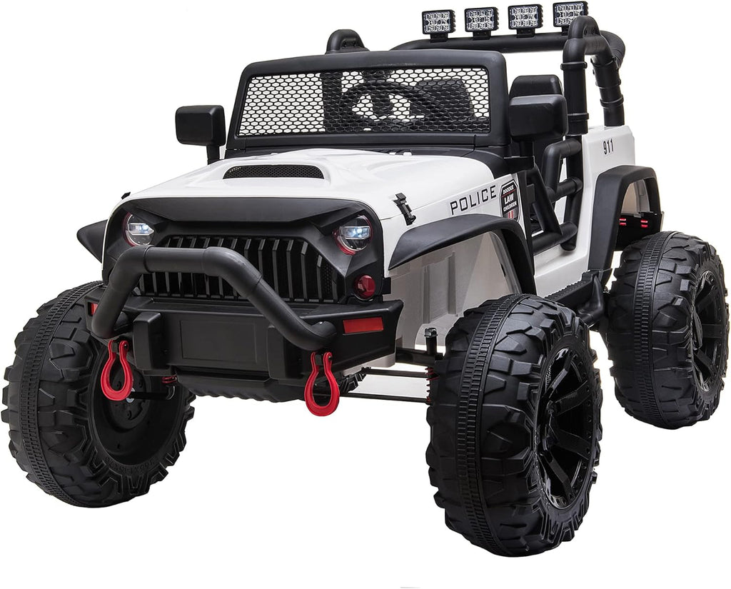 White 12V Battery-Powered Electric Ride On Car with Parent Remote Control P61677
