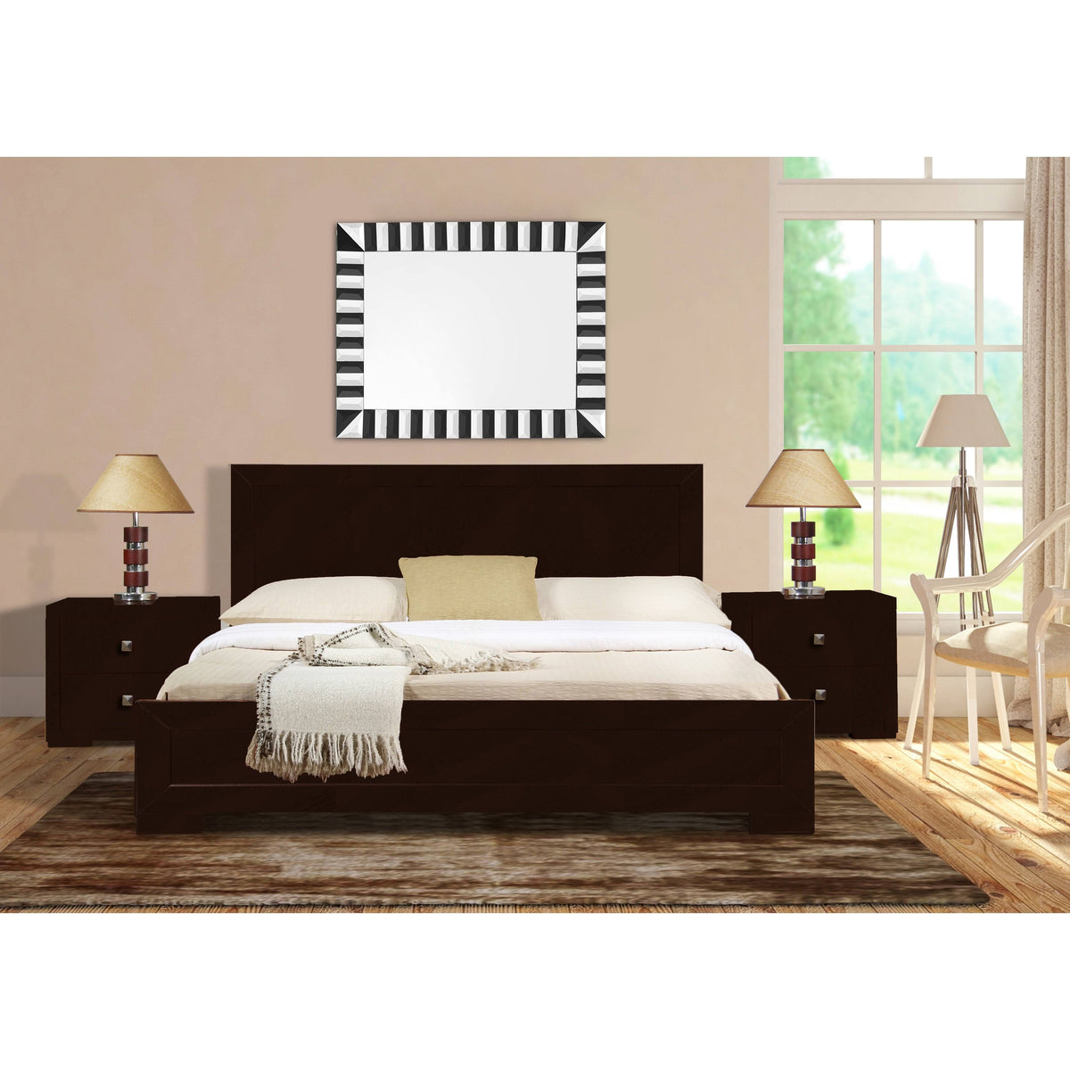 Walnut Wooden King Platform Bed F808