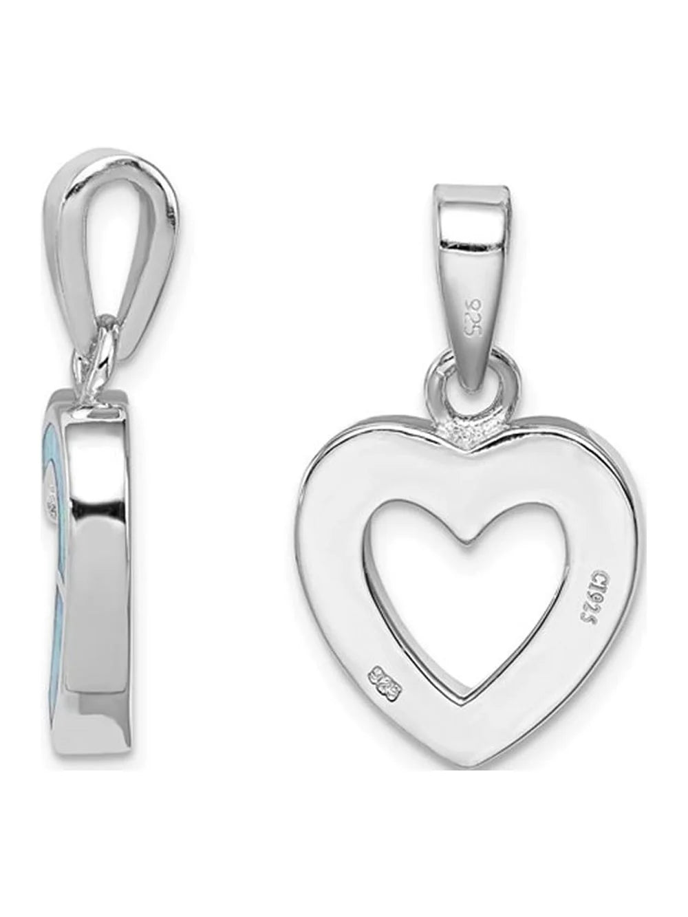 Lab-Created Blue Opal Heart Pendant Necklace in Sterling Silver with Chain P133460