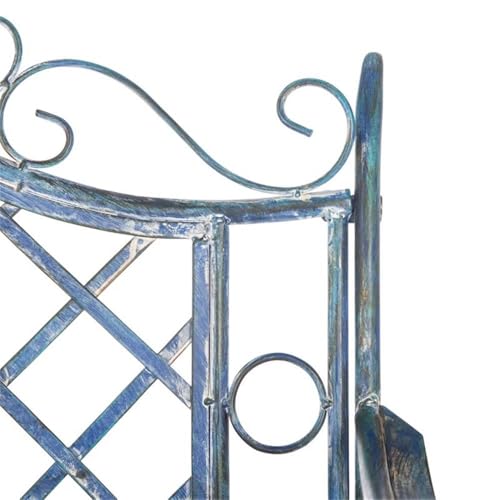 Antique Blue Wrought Iron 46-inch Garden Bench I7995