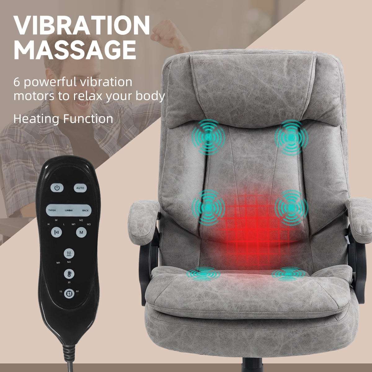 Gray Vibration Massage Office Chair with Heat N8018