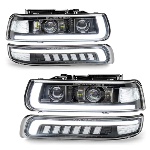LED Headlights Assembly Headlamps Replacement with Sequential Turn Signal Hi/Low Beam DRL X2261