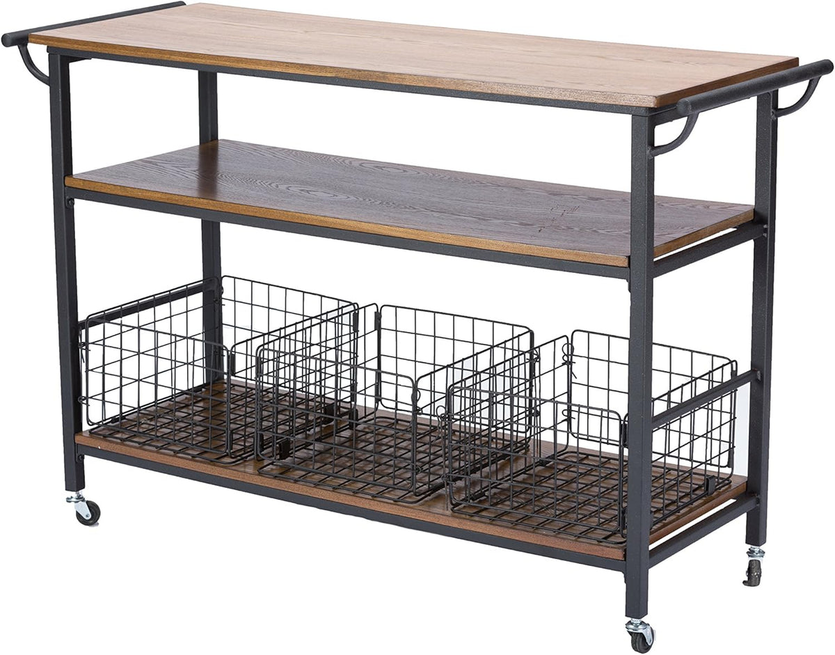 Brown Wood and Metal Kitchen Cart G692