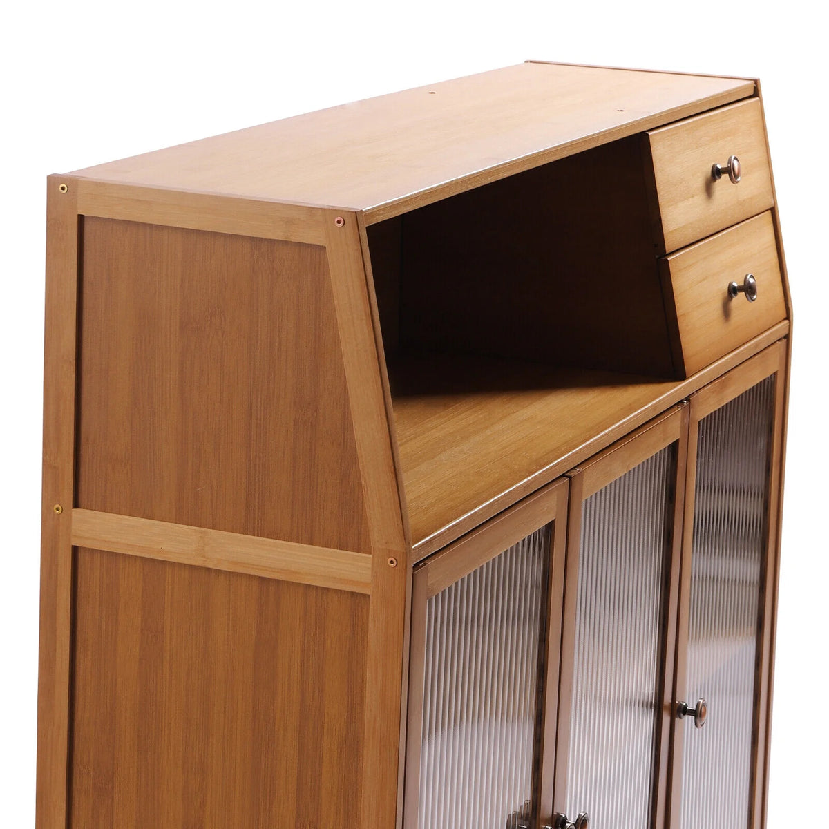 Natural Bamboo Buffet Sideboard Cabinet 39 Inch with 3 Doors V718