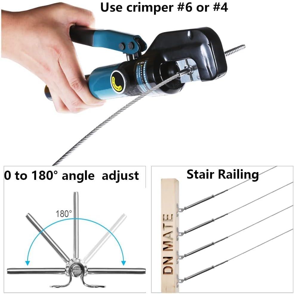 20 Sets T316 Stainless Steel Adjustable Angle 180° Cable Railing Kit F396