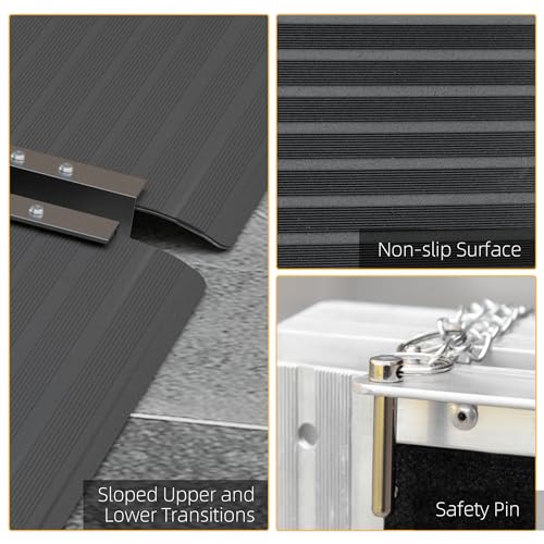 8FT Foldable Aluminum Wheelchair Ramp with Non-Slip Surface V655