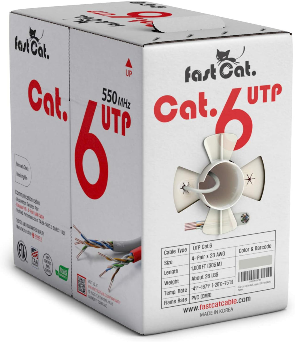 Cat6 Ethernet Cable 1000ft 23 AWG Solid Bare Copper Orange F533