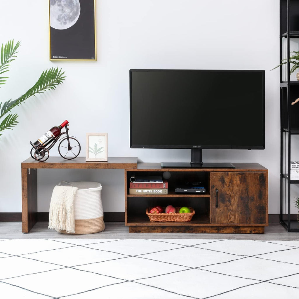 Rustic Brown TV Stand with Storage Cabinets and Open Shelves U157895