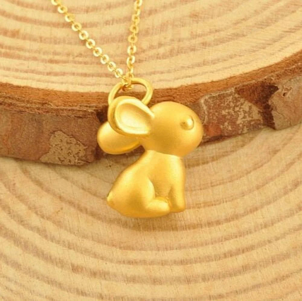 24K Yellow Gold Rabbit Pendant J3108