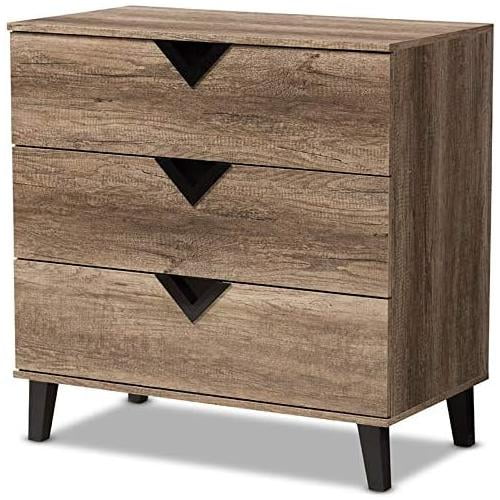 Light Brown Wood 3-Drawer Chest V303850