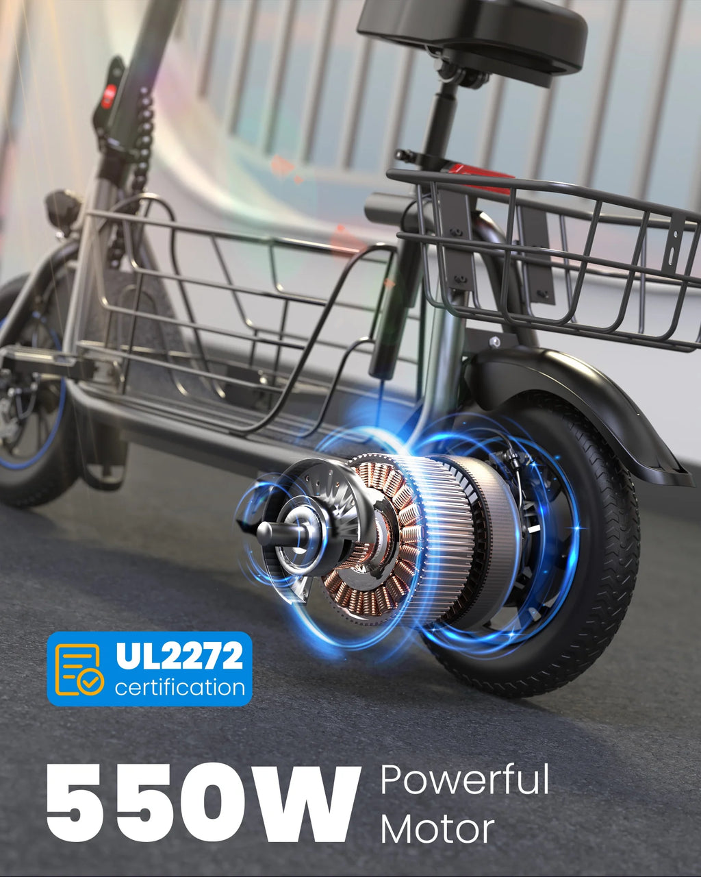 550W Electric Scooter with Big Seat and Front And Back Basket P725937