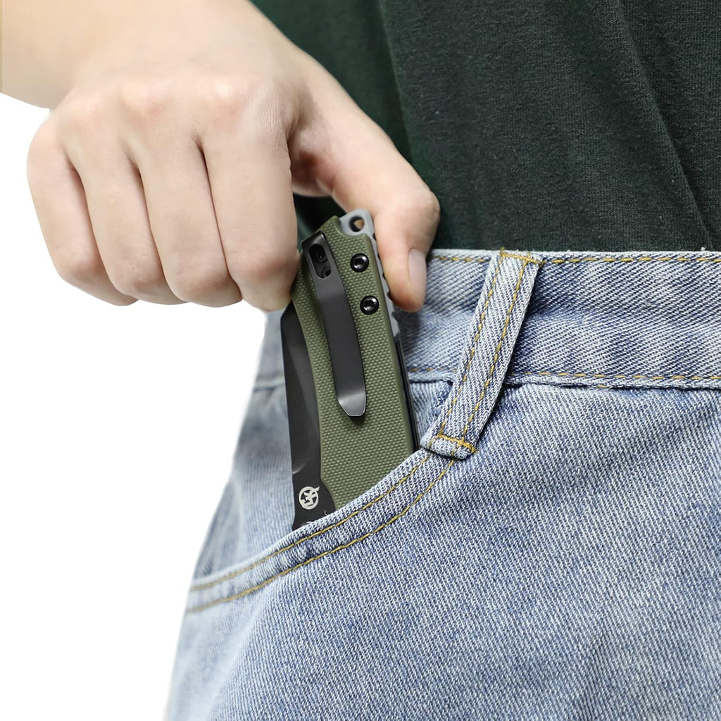 Pocket Knife with 2.98 Inches CPM-3V Wharncliff Blade, G10 Handle Y363