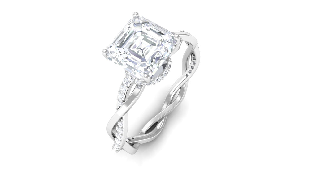 Asscher Cut Moissanite Solitaire Ring, 8 mm, 10K White Gold, US 3.00 R93946