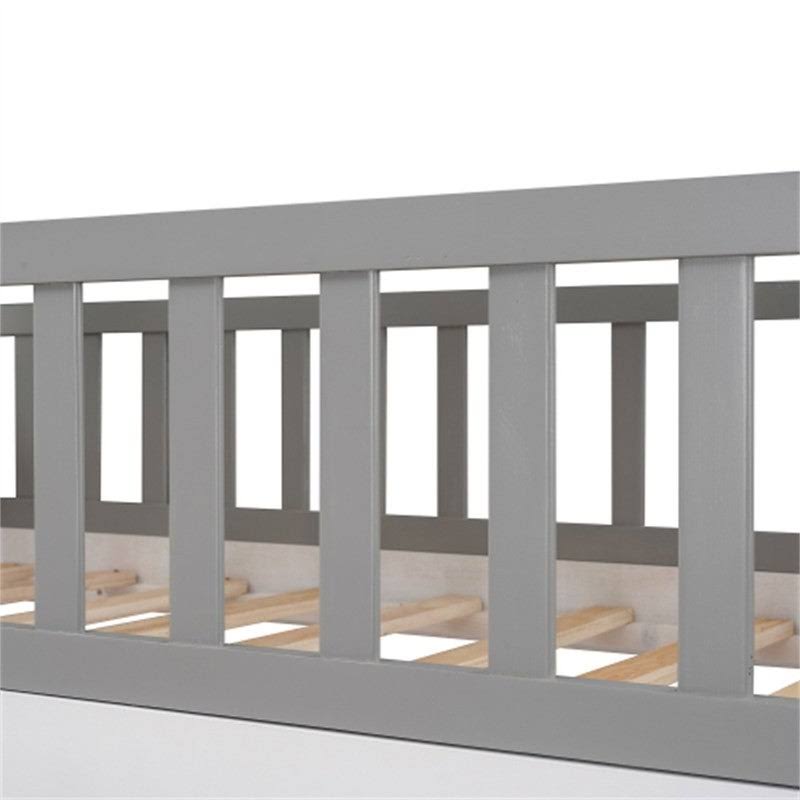 Gray Twin Over Twin Solid Wood Bunk Bed with Ladder M956