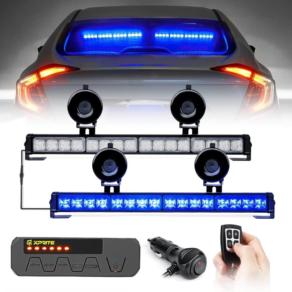 Amber LED Emergency Strobe Light Bar with Wireless Remote, Pack of 2 W7058