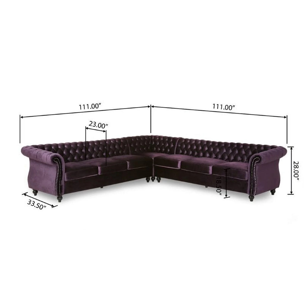 7 Seat Velvet Tufted Chesterfield Sectional B846654