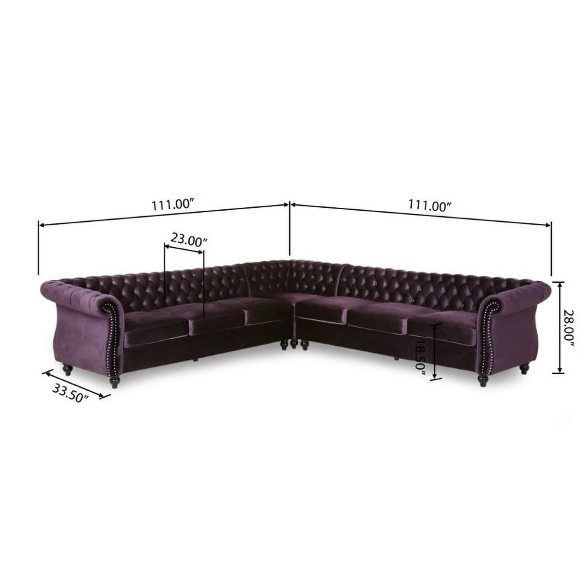 7 Seat Velvet Tufted Chesterfield Sectional B846654
