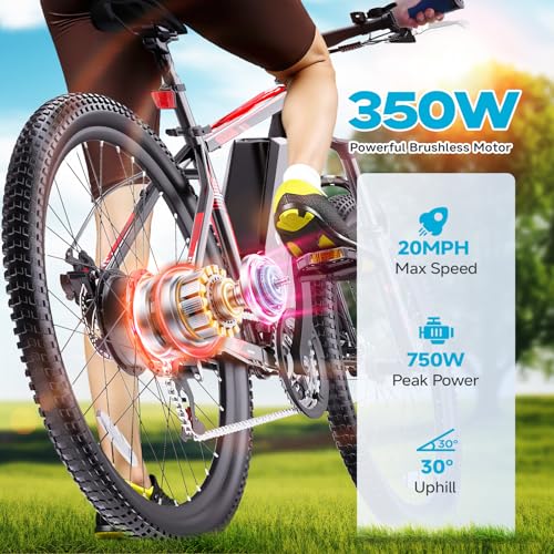 350W 26" 21 Speed Electric Bike with Dual Disc Brake S375