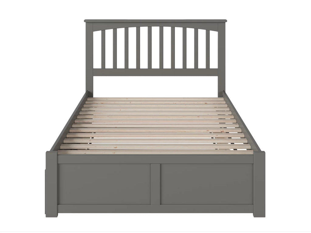 Grey Full Platform Bed with Trundle Bed K430