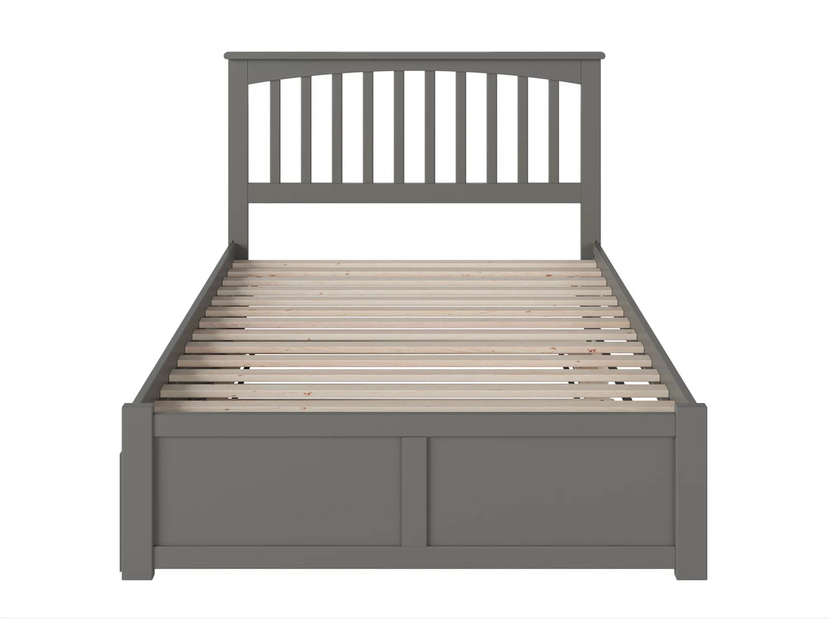 Grey Full Platform Bed with Trundle Bed K430