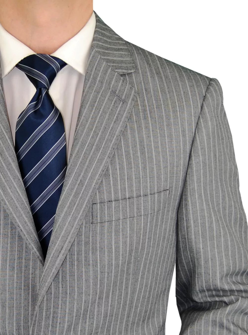 3-piece Gray Stripe Wool Suit L67969