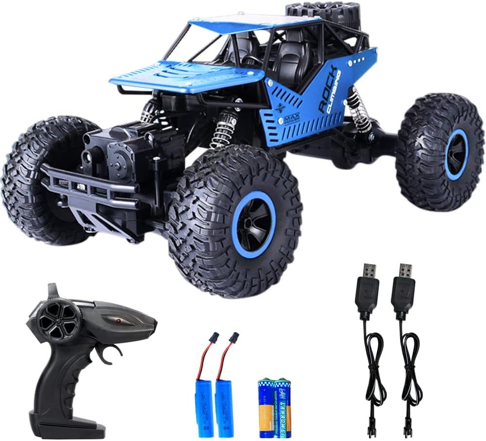 1:16 Scale 4WD 2.4 GHz Remote Control Car with 2 Rechargeable Batteries (Blue) N486998