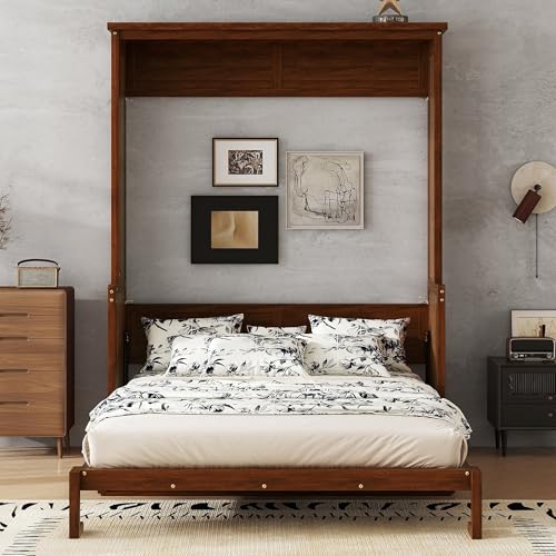 Walnut Wood Murphy Bed with Desk R6645