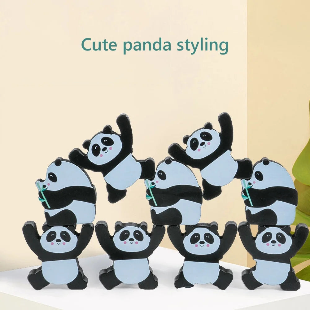 12Pcs Wooden Panda Building Blocks Stacking Toy Set N9011
