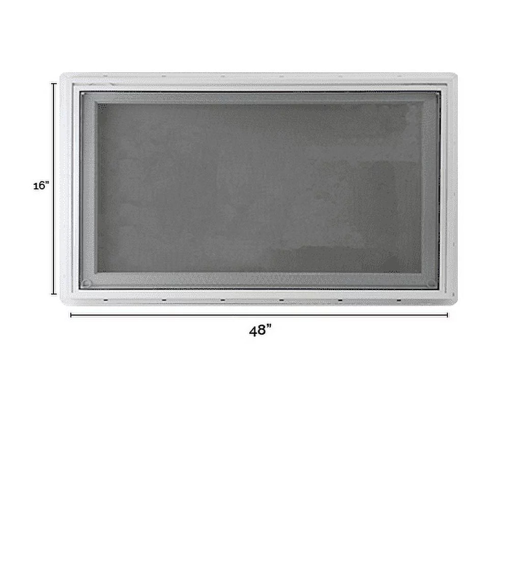 48" x 16" Inward Opening Awning Window White Vinyl Frame K170