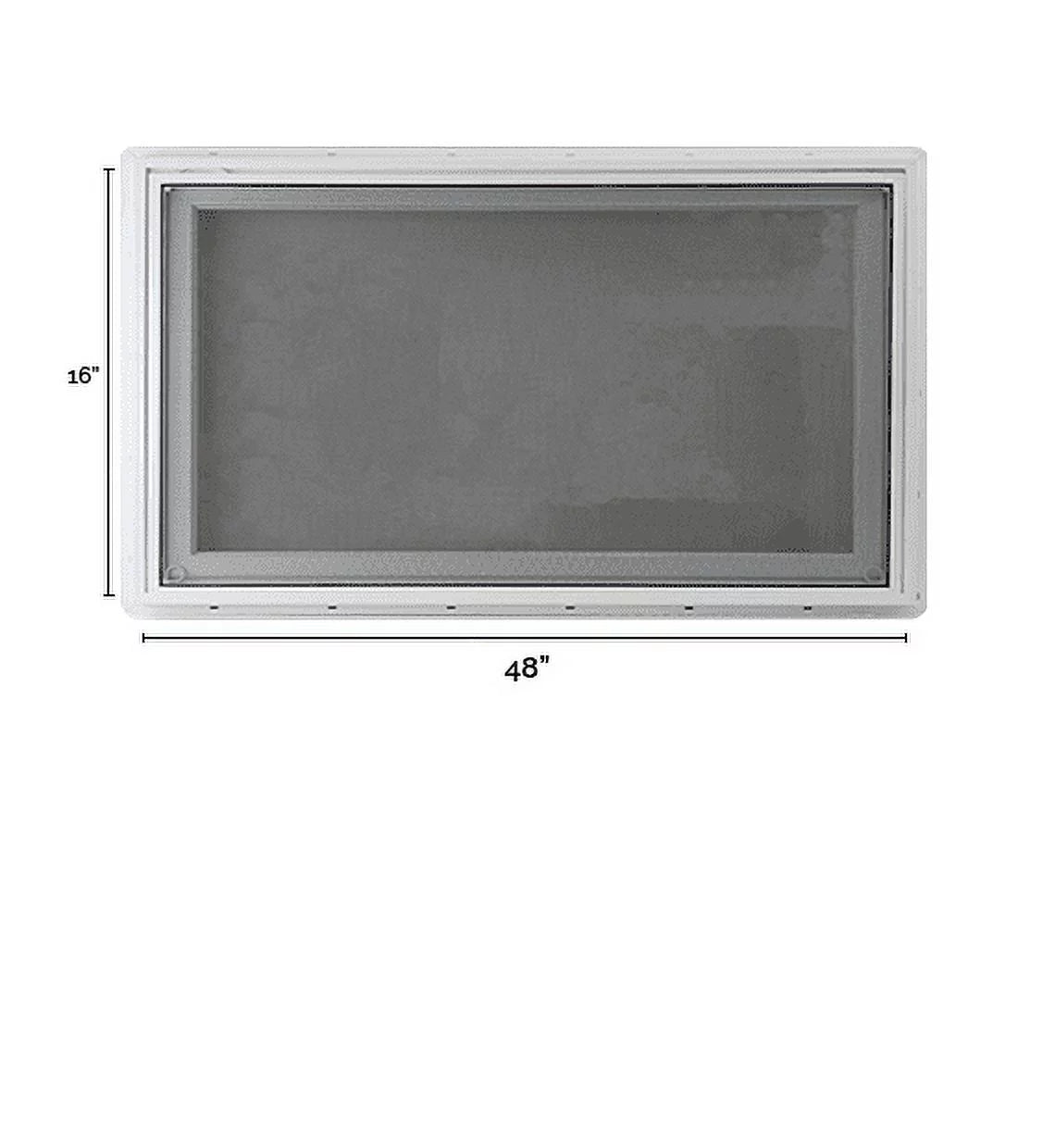 48" x 16" Inward Opening Awning Window White Vinyl Frame K170
