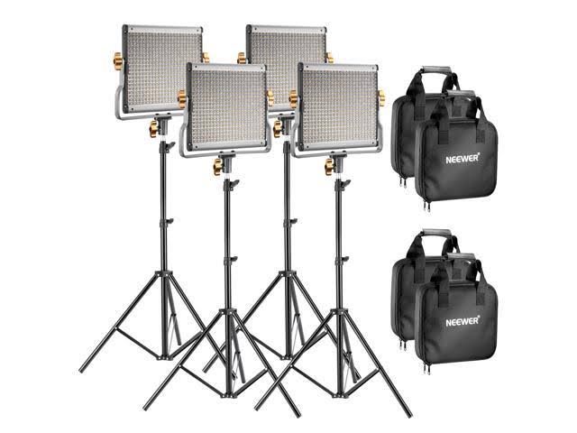 4 Packs Dimmable Bi-Color 480 LED Video Light and Stand Lighting Kit W276749