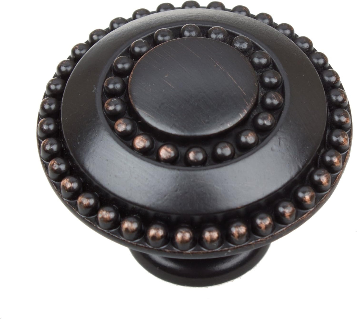 25 Pack Matte Black Round Double-Ring Beaded Cabinet Knobs C659