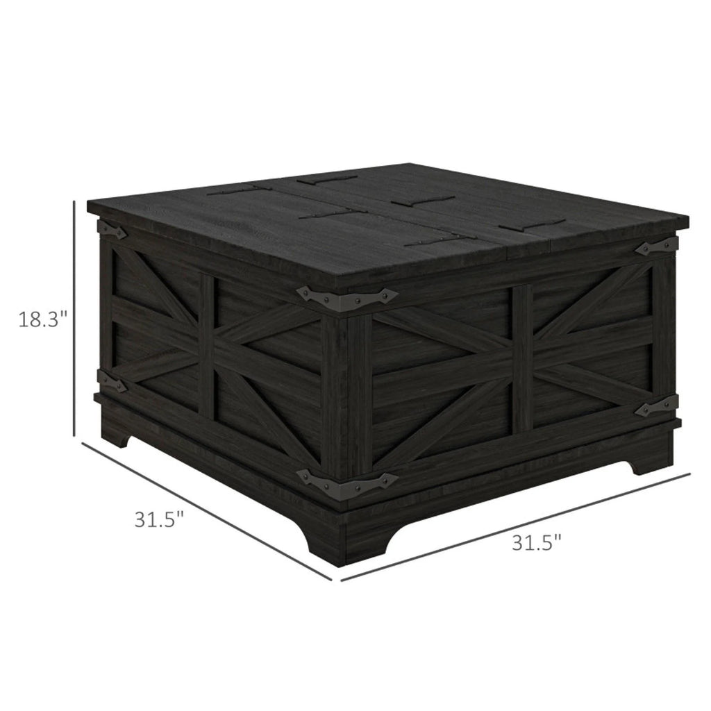 Black Square Coffee Table with Flip Top Storage M521