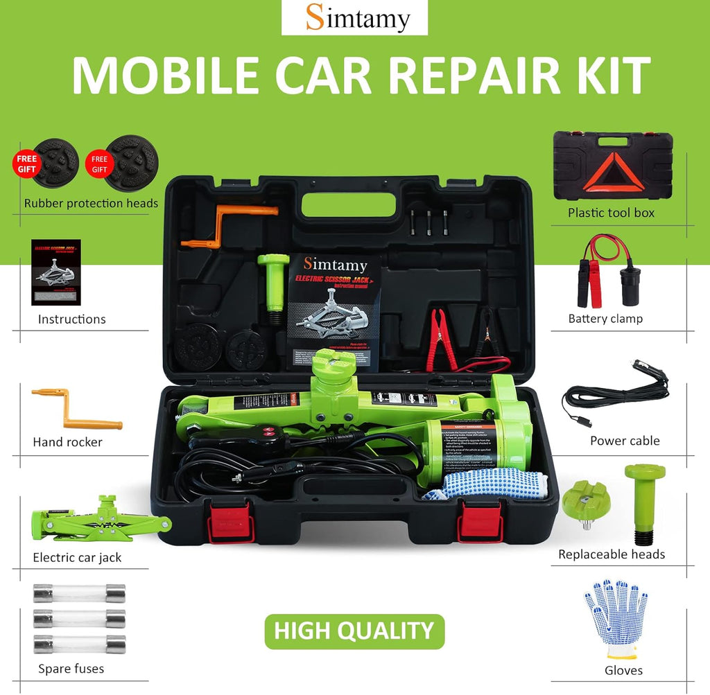 Electric Car Jack 3 Ton 12V Scissor Jack Portable Car Lift Tire Change Kit Q61110