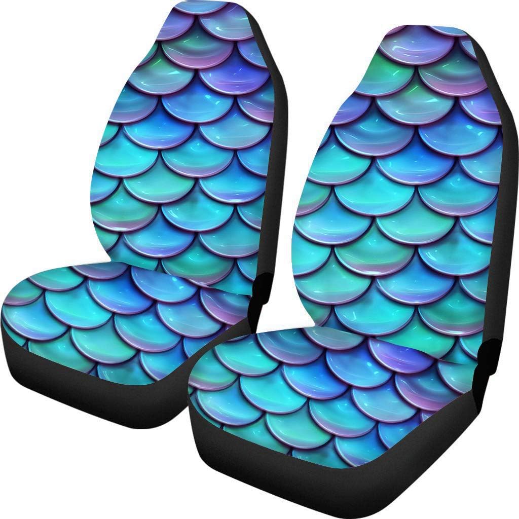 Blue Neon Sea Turtle Print Car Seat Covers Set of 2 N9948