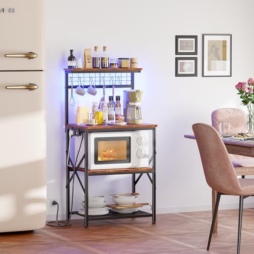 Rustic Brown Bakers Rack with 4 Tier Shelves P5211