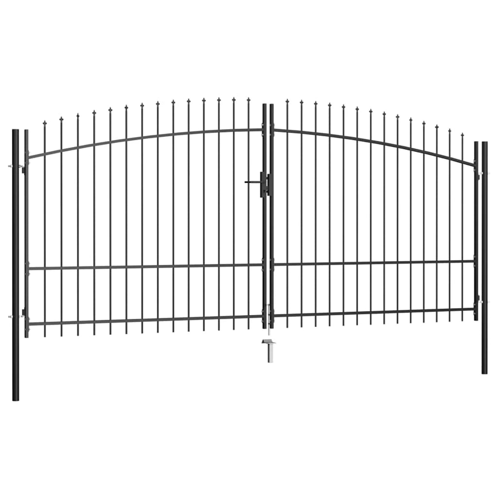 Double Door Fence Gate with Spear 157.5"x88.6" N694