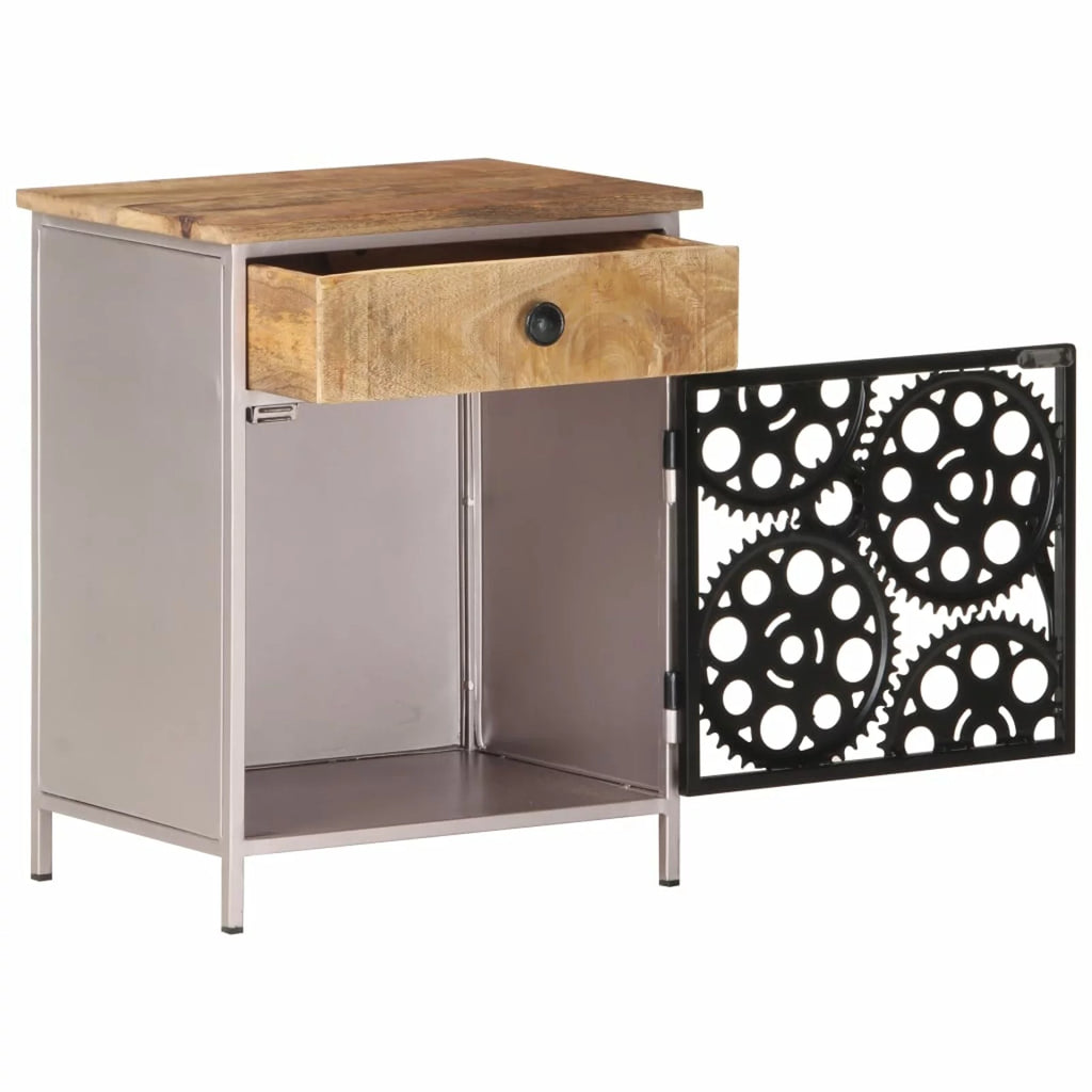 Rough Mango Wood Bedside Cabinet L380
