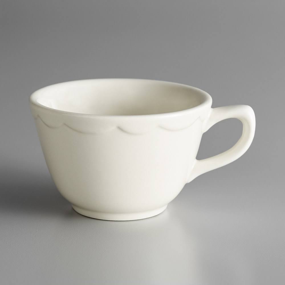7 oz. Ivory Scalloped Edge Stoneware Coffee Mug - 36/Case K42219