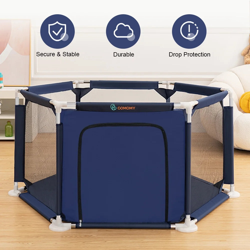 Baby Playpen 6 Panels Blue H193816