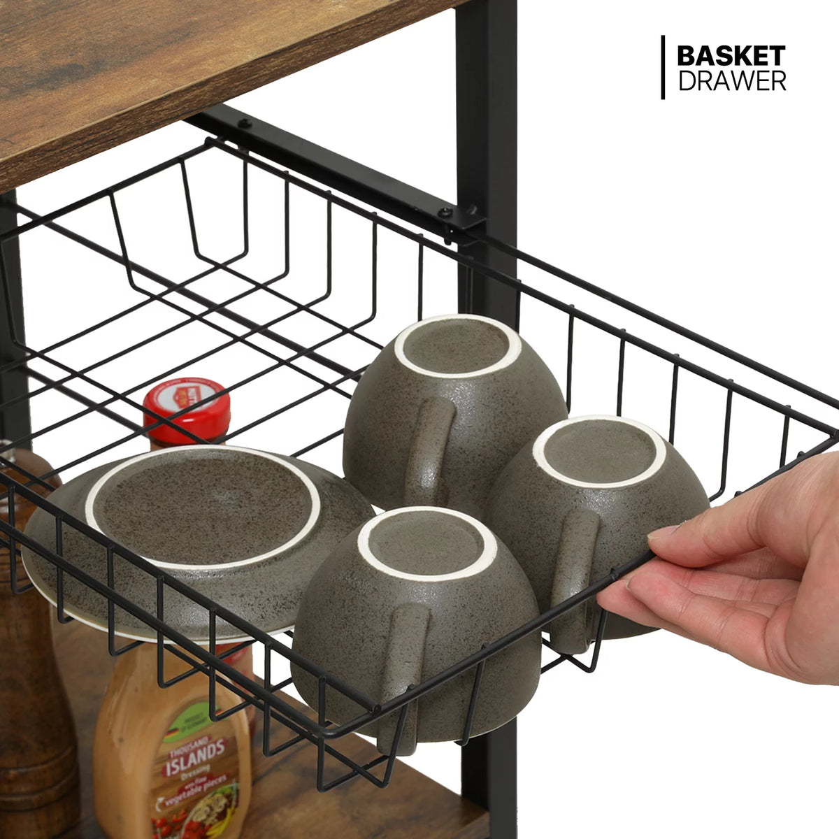 Brown 6 Shelves Utility Storage Shelf with Wire Basket E518988
