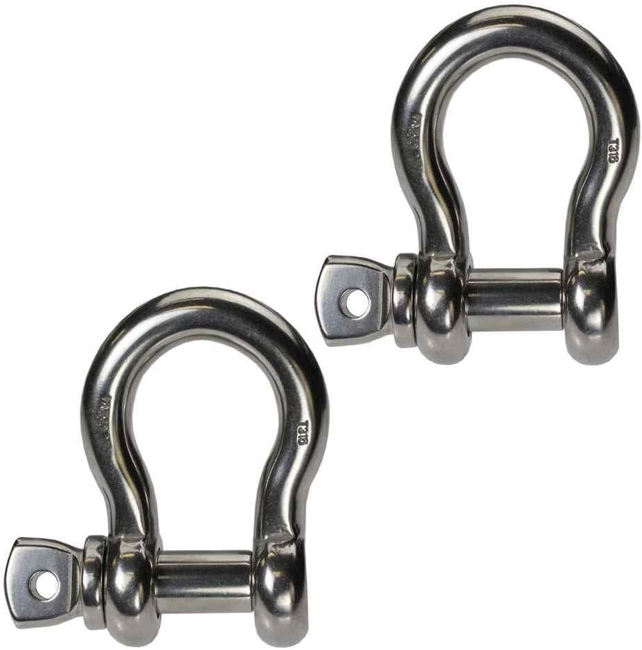 7/8 Inch Stainless Steel Type 316 Screw Pin Anchor Shackles 2 Pack Q627
