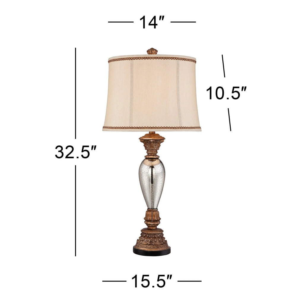 32 1/2" Tall Traditional End Table Lamp Gold Silver Mercury Glass F771